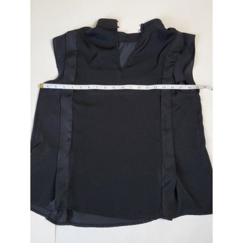 Who What Wear Black Flowy Mock Neck Peplum Blouse Size Medium - Picture 5 of 9